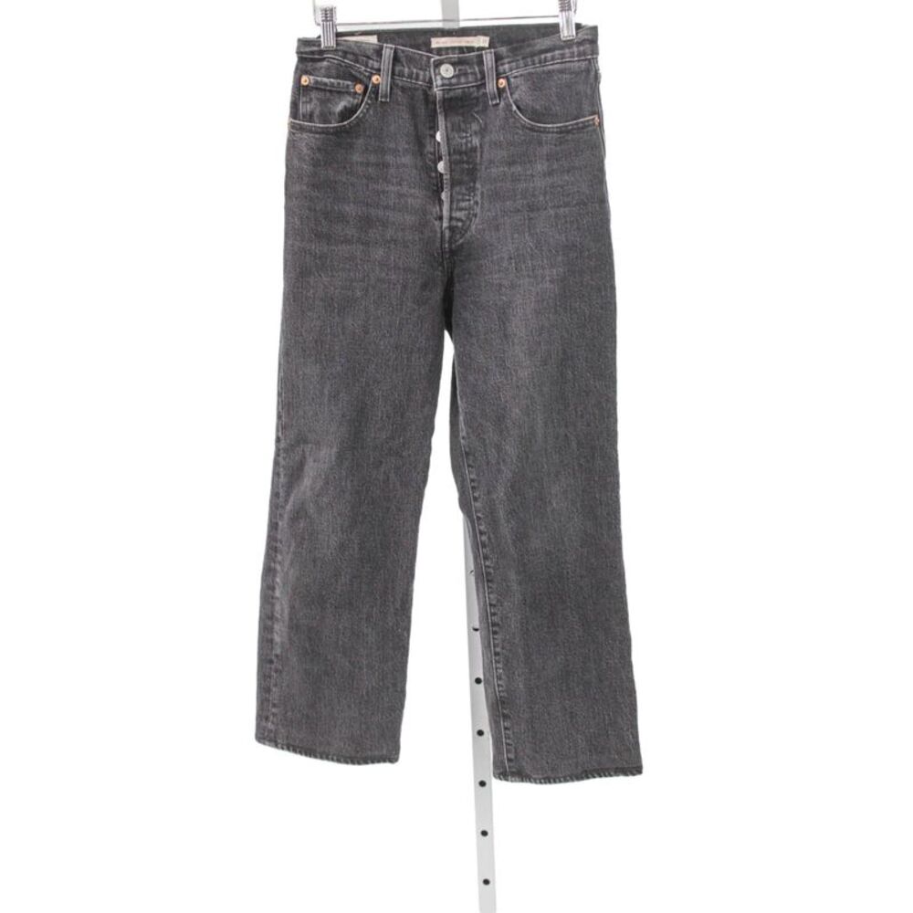 Levis Women Ankle Jeans High Waist Black Cotton Button Size 27